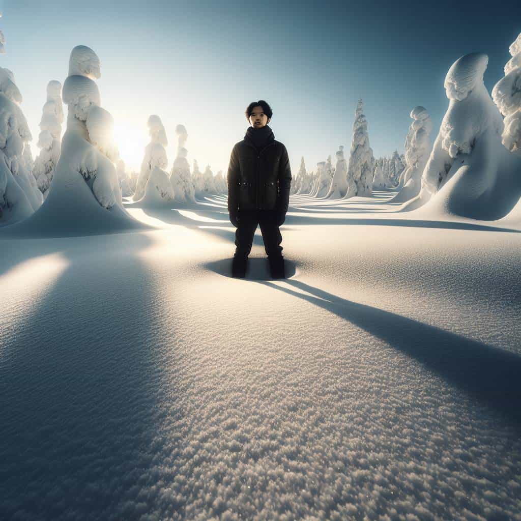 The silence of a snow-covered landscape.