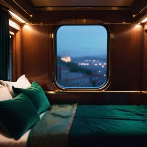 Luxury night-train renaissance bed on tracks.